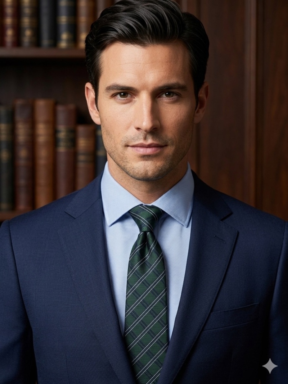 HILTON Japan Silk Tie Forest Green Navy Plaid Textured Woven Necktie